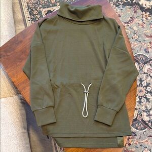 Varley Green Turtleneck Sweater with Ribbed Cuffs